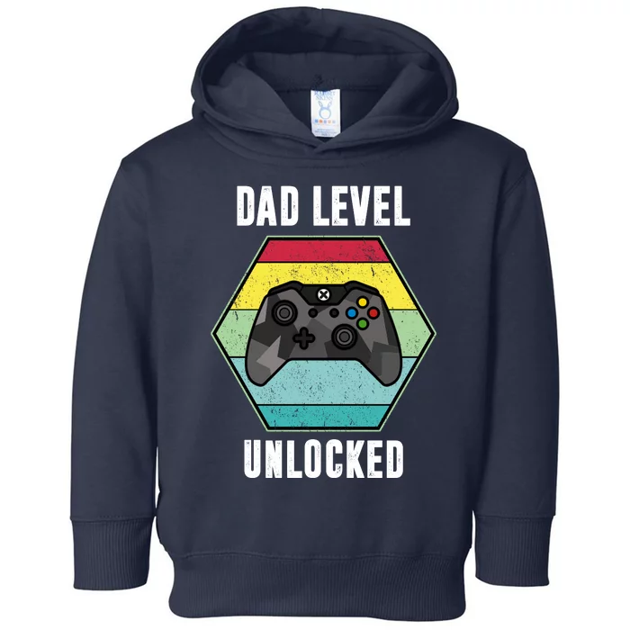 Dad Level Unlocked Gamer Vintage Toddler Hoodie