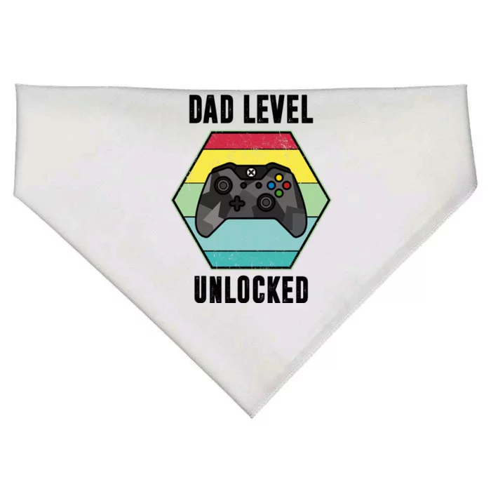 Dad Level Unlocked Gamer Vintage USA-Made Doggie Bandana