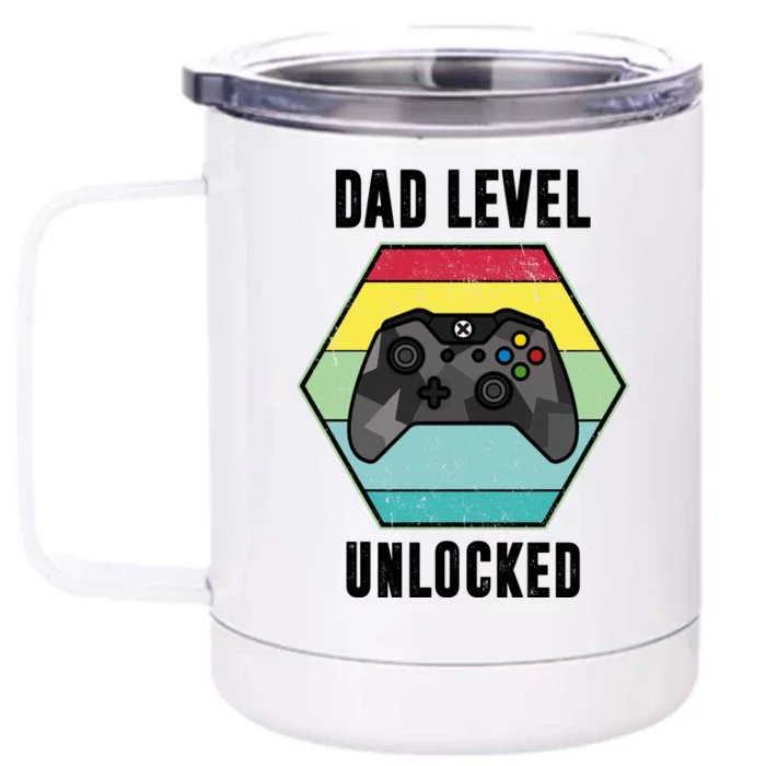 Dad Level Unlocked Gamer Vintage Front & Back 12oz Stainless Steel Tumbler Cup