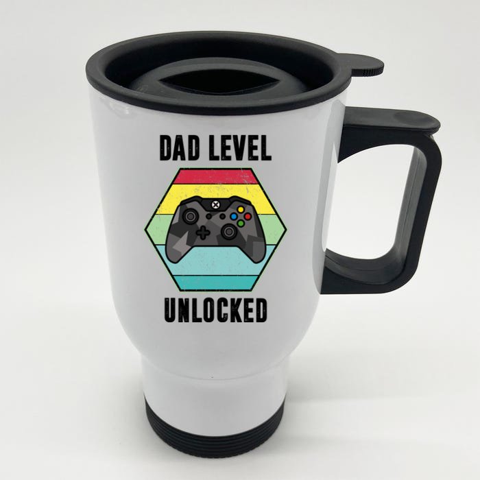 Dad Level Unlocked Gamer Vintage Front & Back Stainless Steel Travel Mug