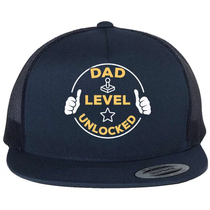 Dad Level Unlocked Soon To Be Dad Gift Flat Bill Trucker Hat