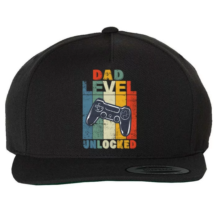 Dad Level Unlocked Retro Vintage Game Lover Gift Wool Snapback Cap