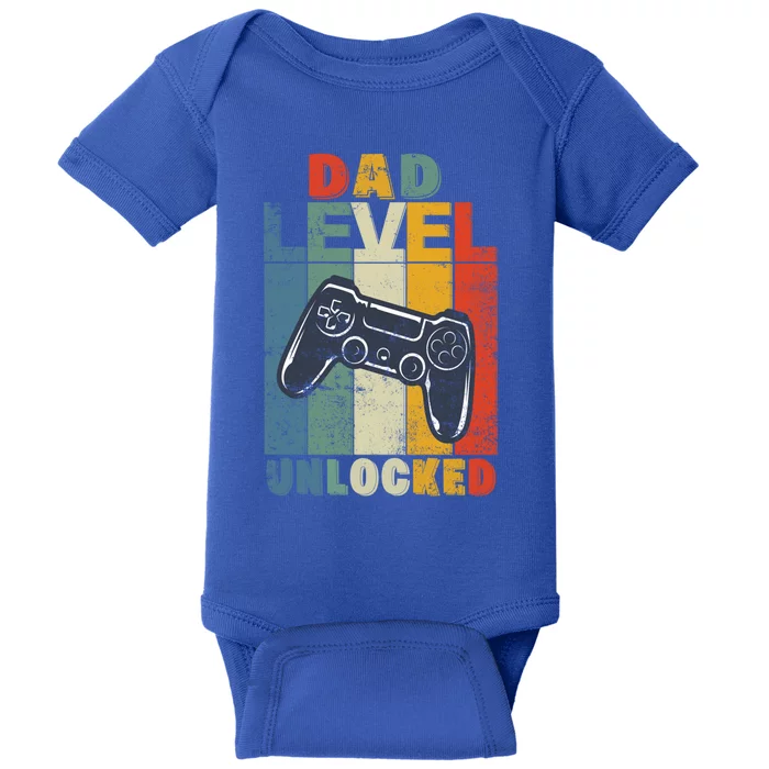 Dad Level Unlocked Retro Vintage Game Lover Gift Baby Bodysuit