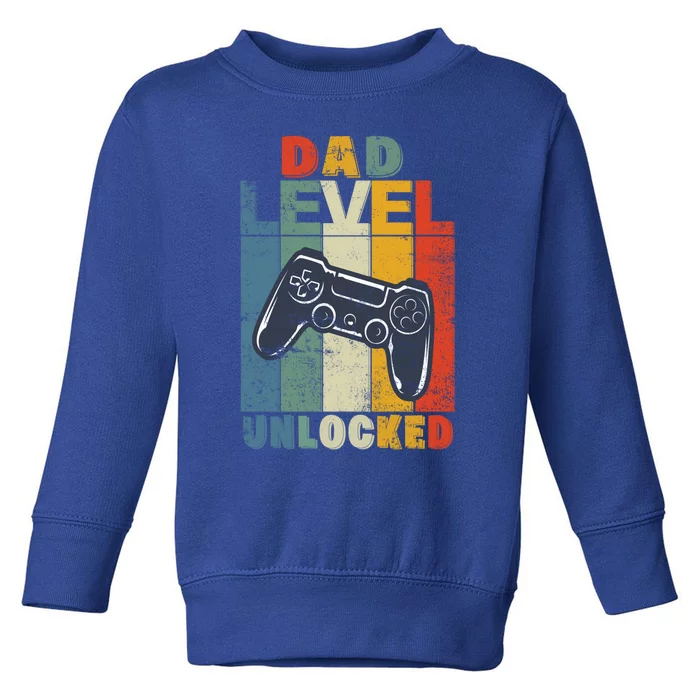 Dad Level Unlocked Retro Vintage Game Lover Gift Toddler Sweatshirt