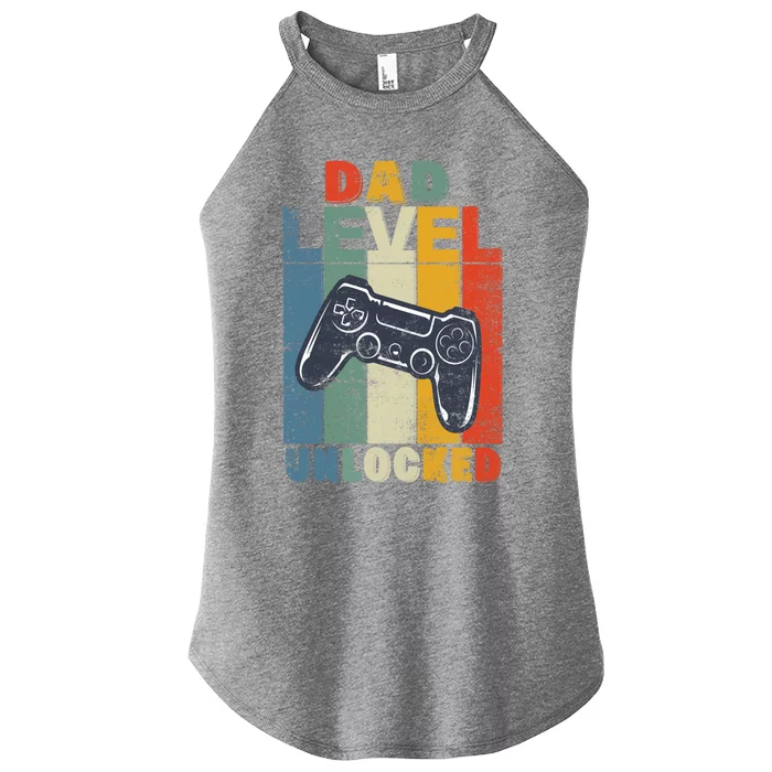 Dad Level Unlocked Retro Vintage Game Lover Gift Women’s Perfect Tri Rocker Tank