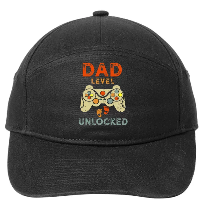 Dad Level Unlocked New Dad Father Pregnancy Announcement 7-Panel Snapback Hat