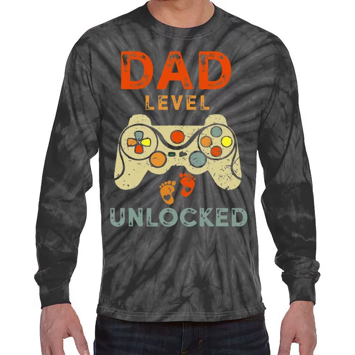 Dad Level Unlocked New Dad Father Pregnancy Announcement Tie-Dye Long Sleeve Shirt