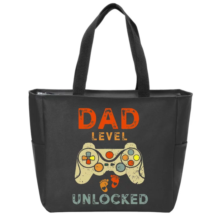 Dad Level Unlocked New Dad Father Pregnancy Announcement Zip Tote Bag