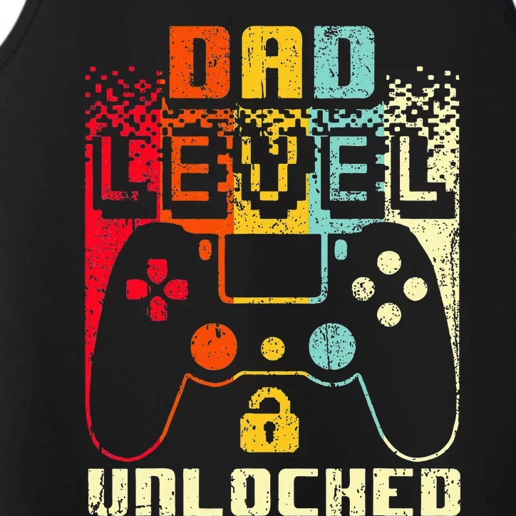 Dad Level Unlocked New Dad Father Pregnancy Announcement Performance Tank