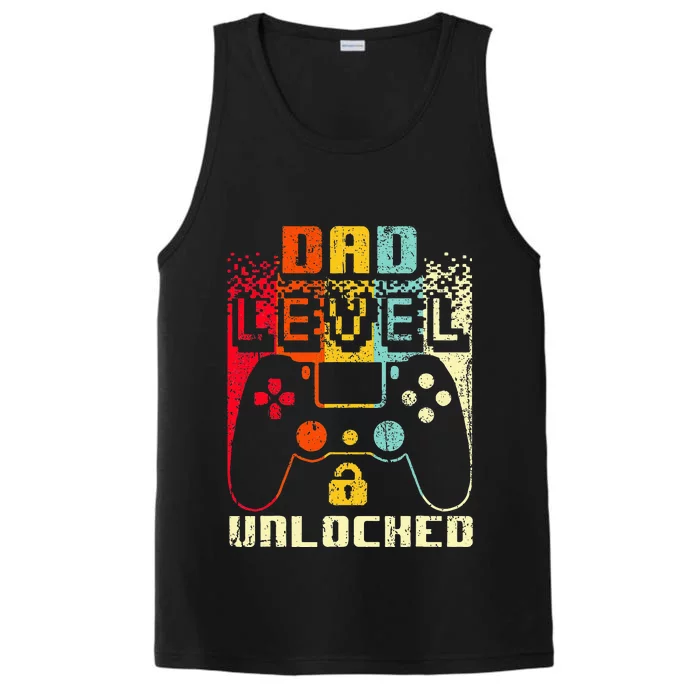 Dad Level Unlocked New Dad Father Pregnancy Announcement Performance Tank