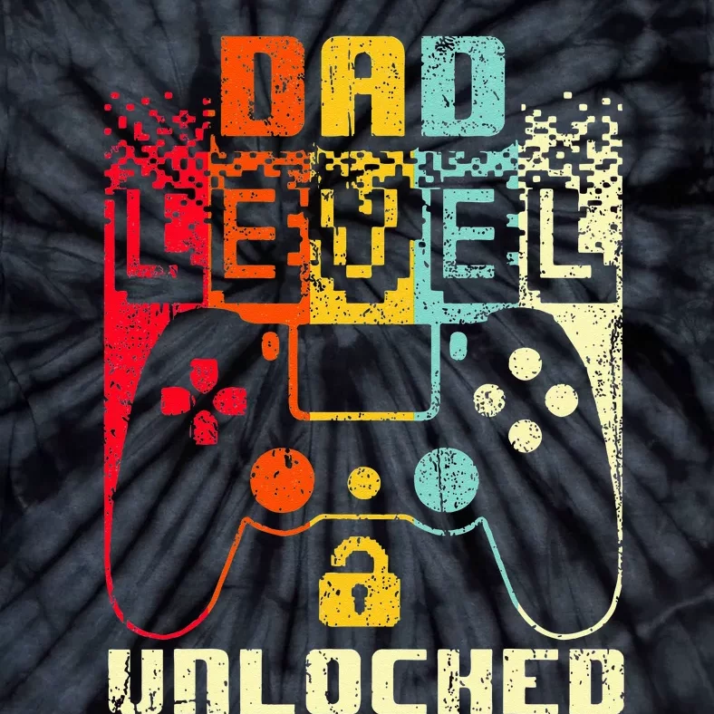 Dad Level Unlocked New Dad Father Pregnancy Announcement Tie-Dye T-Shirt