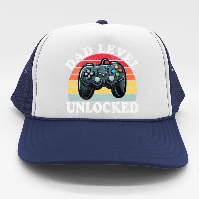 Dad Level Unlocked Funny New Dad Fathers Day Trucker Hat