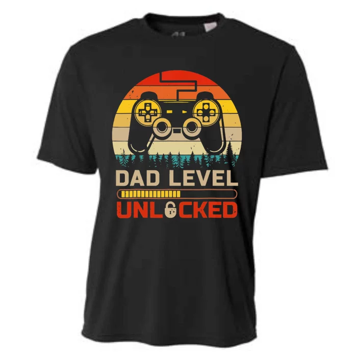 Dad Level Unlocked Keychain Vintage Retro Video Game Cooling Performance Crew T-Shirt