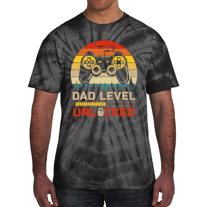 Dad Level Unlocked Keychain Vintage Retro Video Game Tie-Dye T-Shirt