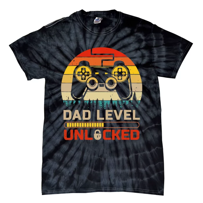 Dad Level Unlocked Keychain Vintage Retro Video Game Tie-Dye T-Shirt