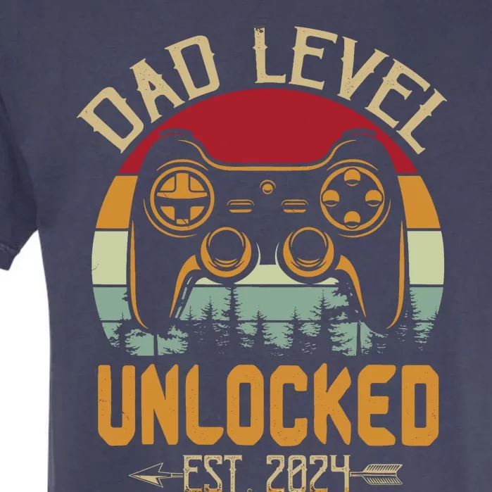 Dad Level Unlocked 2024 Leveling Up Leveled Up To Dad Garment-Dyed Heavyweight T-Shirt