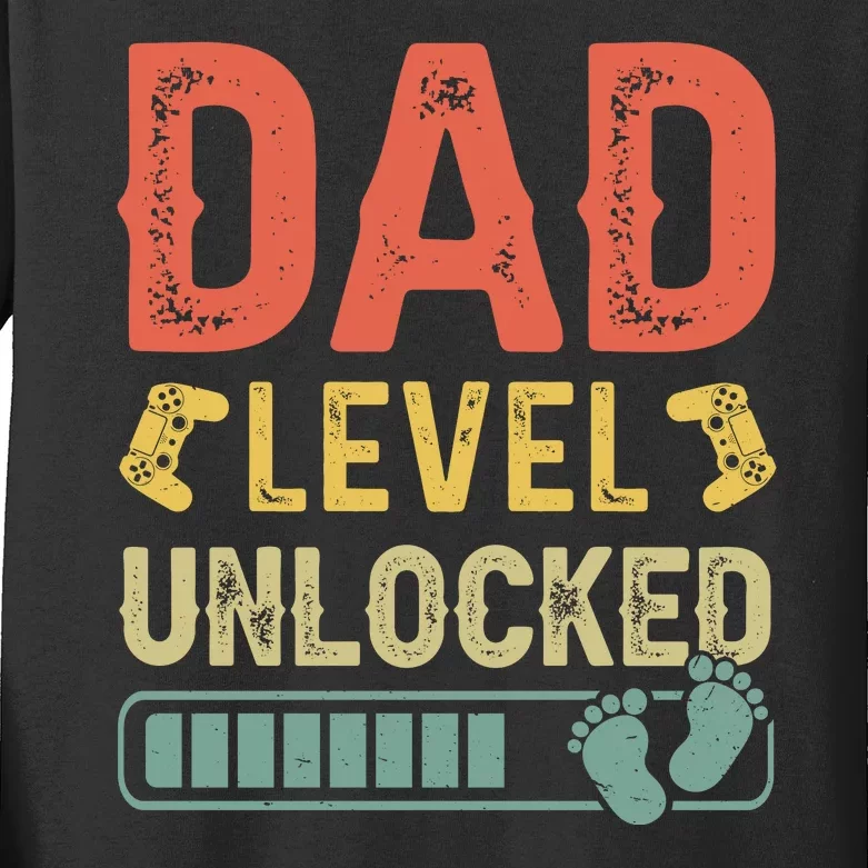 Dad Level Unlocked Kids Long Sleeve Shirt