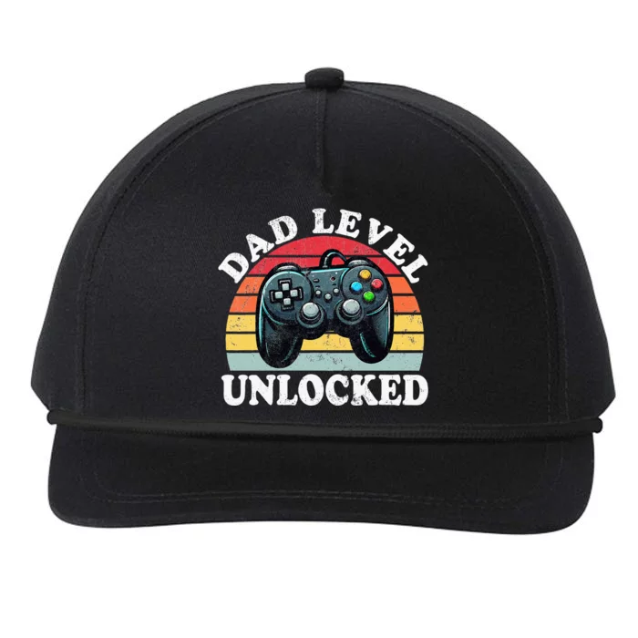 Dad Level Unlocked Funny New Dad FatherS Day Snapback Five-Panel Rope Hat