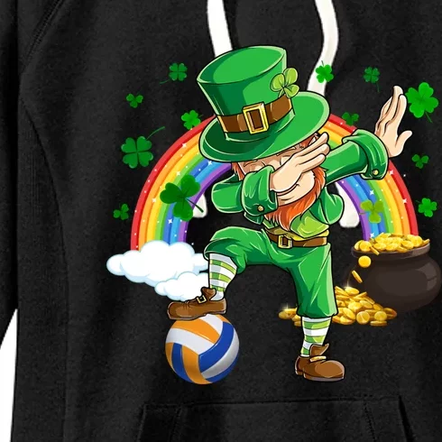 Dabbing Leprechaun Volleyball Ball St Patrick's Day Meaningful Gift Women's Fleece Hoodie