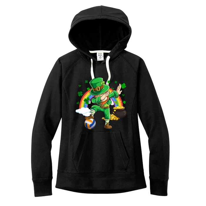 Dabbing Leprechaun Volleyball Ball St Patrick's Day Meaningful Gift Women's Fleece Hoodie