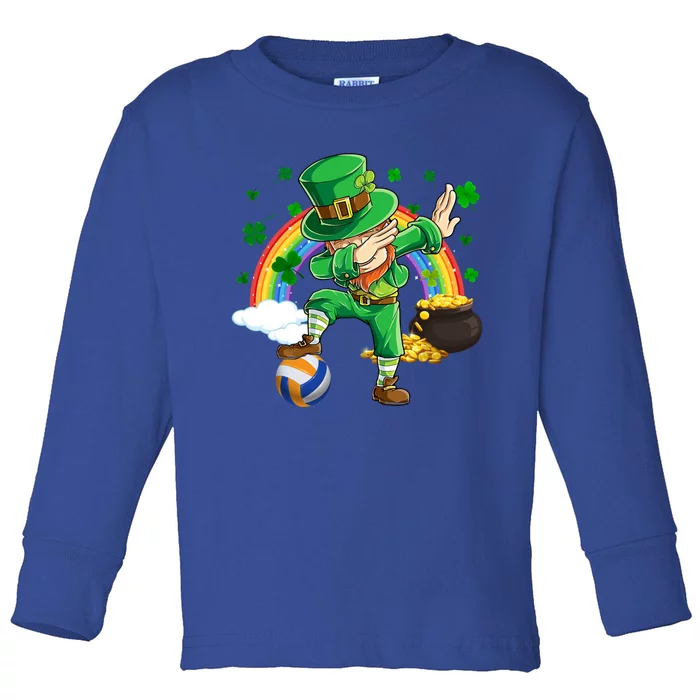 Dabbing Leprechaun Volleyball Ball St Patrick's Day Meaningful Gift Toddler Long Sleeve Shirt