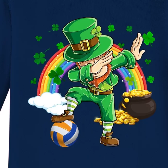 Dabbing Leprechaun Volleyball Ball St Patrick's Day Meaningful Gift Baby Long Sleeve Bodysuit