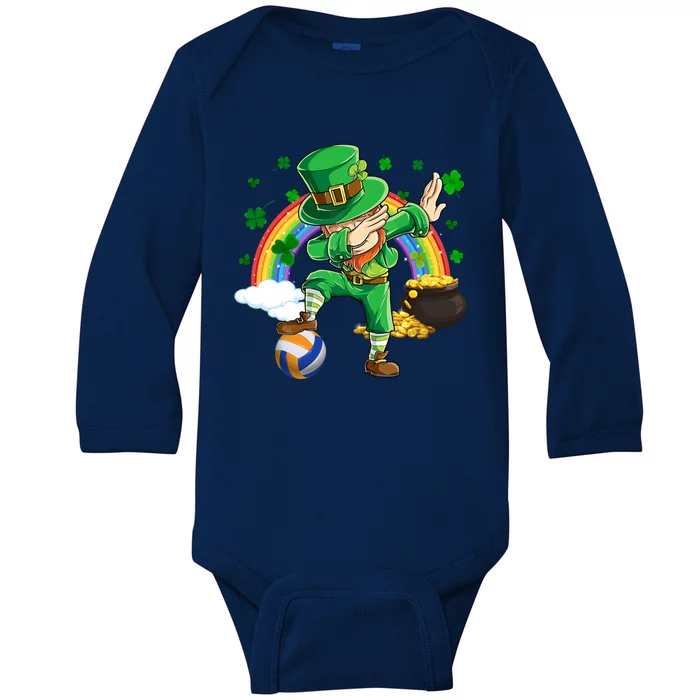 Dabbing Leprechaun Volleyball Ball St Patrick's Day Meaningful Gift Baby Long Sleeve Bodysuit