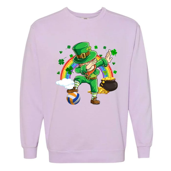 Dabbing Leprechaun Volleyball Ball St Patrick's Day Meaningful Gift Garment-Dyed Sweatshirt