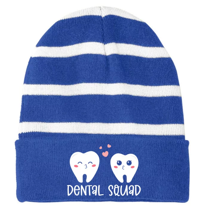 Dental Life Valentine's Day Dental Squad Funny Dentist Tooth Funny Gift Striped Beanie with Solid Band