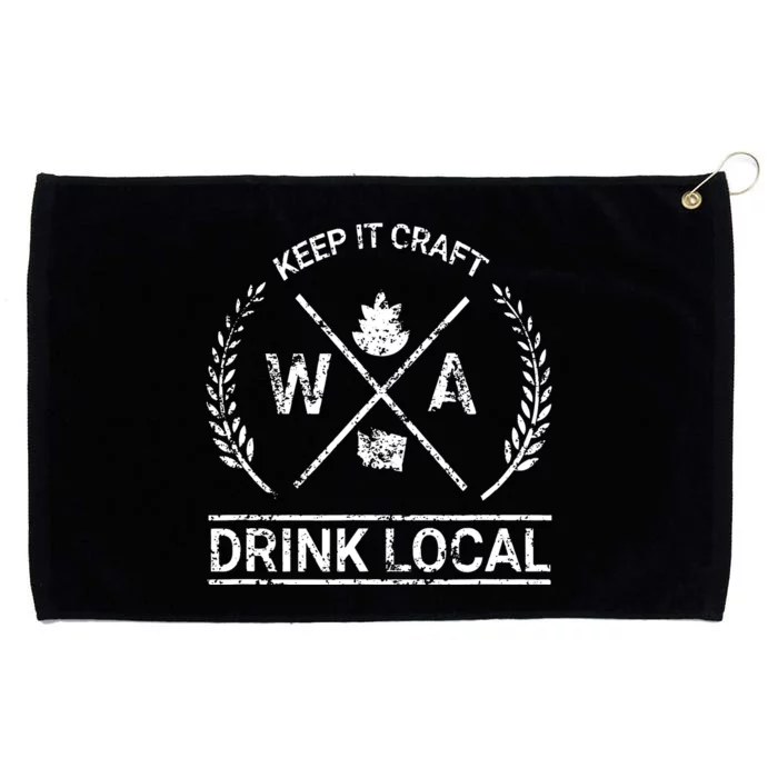 Drink Local Washington Vintage Craft Beer Brewing Grommeted Golf Towel