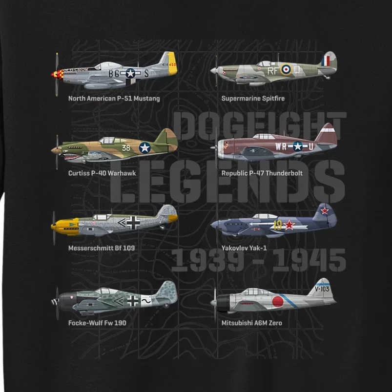 Dogfight Legends WW2 Planes Warbirds Air Fighters Premium Tall Sweatshirt