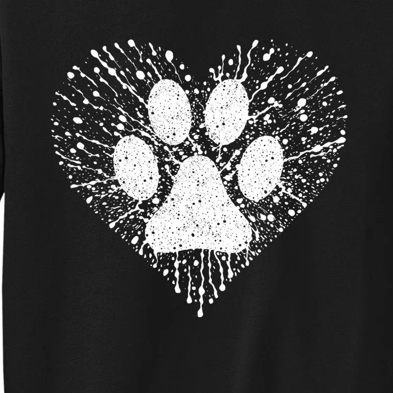 Dog Lover Women Dog Mom Dad Creative Heart Dog Paw Print Sweatshirt