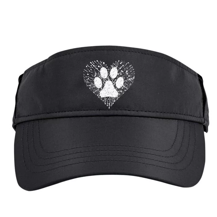 Dog Lover Women Dog Mom Dad Creative Heart Dog Paw Print Adult Drive Performance Visor