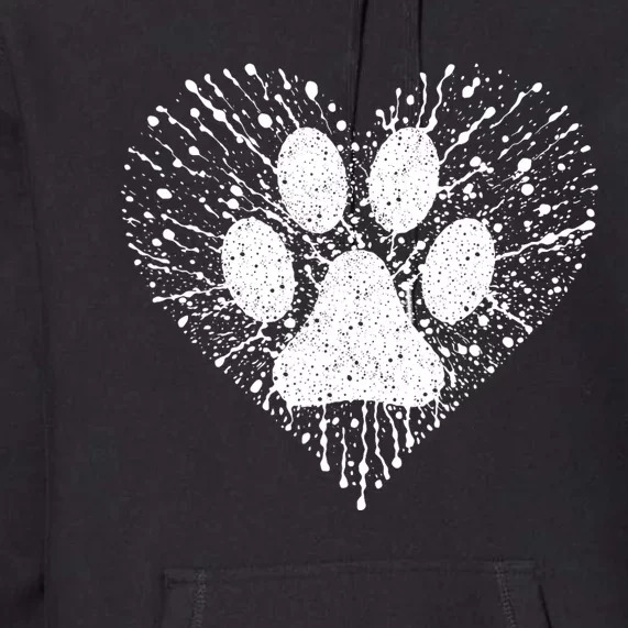 Dog Lover Women Dog Mom Dad Creative Heart Dog Paw Print Premium Hoodie