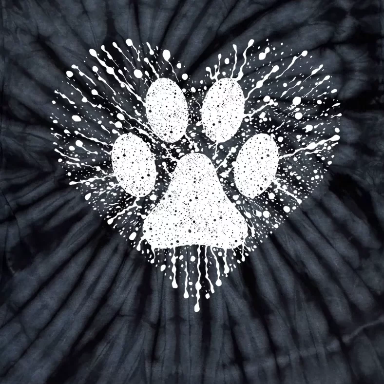 Dog Lover Women Dog Mom Dad Creative Heart Dog Paw Print Tie-Dye T-Shirt