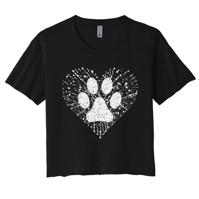 Dog Lover Women Dog Mom Dad Creative Heart Women's Crop Top Tee