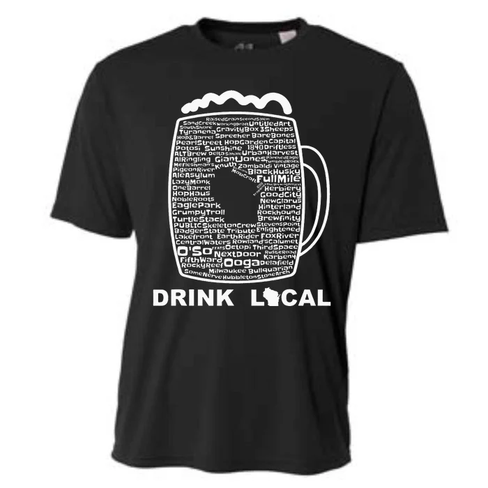 Drink Local Wisconsin Breweries funny Beer Cooling Performance Crew T-Shirt