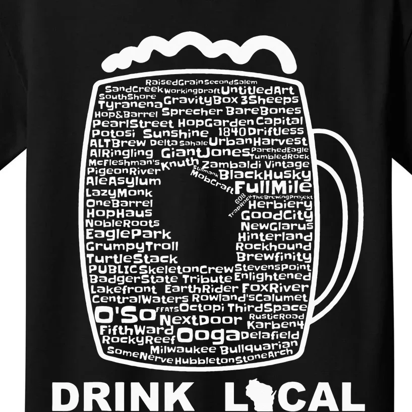 Drink Local Wisconsin Breweries funny Beer Kids T-Shirt