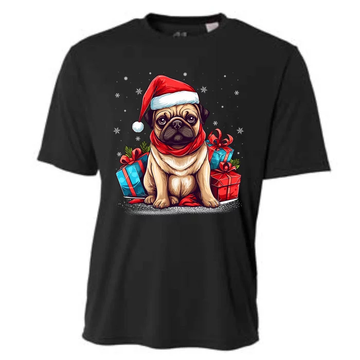 Dog Lover Xmas Decoration Santa Hat Pug Christmas Meaningful Gift Cooling Performance Crew T-Shirt