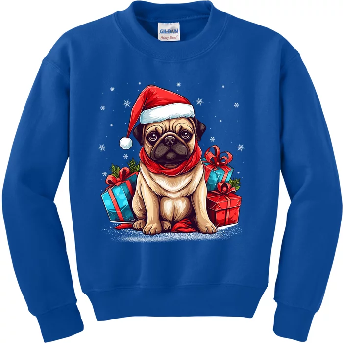 Dog Lover Xmas Decoration Santa Hat Pug Christmas Meaningful Gift Kids Sweatshirt