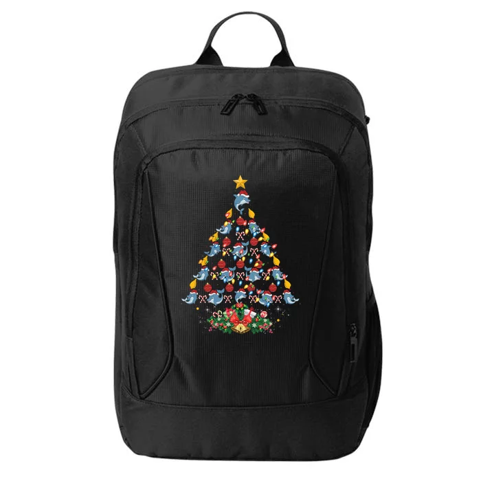 Dolphin Lover Xmas Tree Santa Hat Dolphin Christmas Tree Cute Gift City Backpack