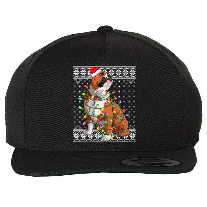 Dog Lover Xmas Ugly Santa Lighting English Bulldog Christmas Gift Wool Snapback Cap