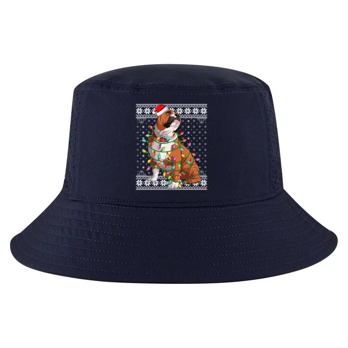 Dog Lover Xmas Ugly Santa Lighting English Bulldog Christmas Gift Cool Comfort Performance Bucket Hat