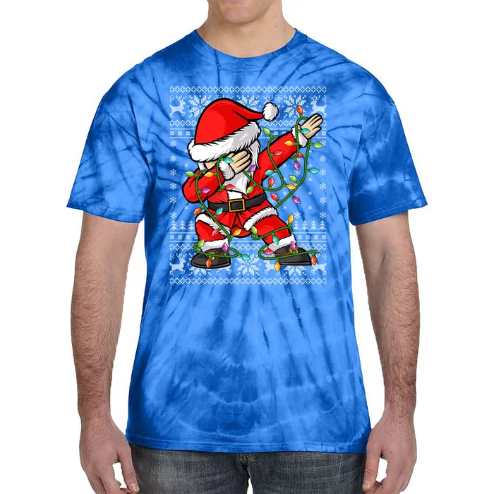 Dab Lover Xmas Lighting Ugly Santa Dabbing Christmas Gift Tie-Dye T-Shirt