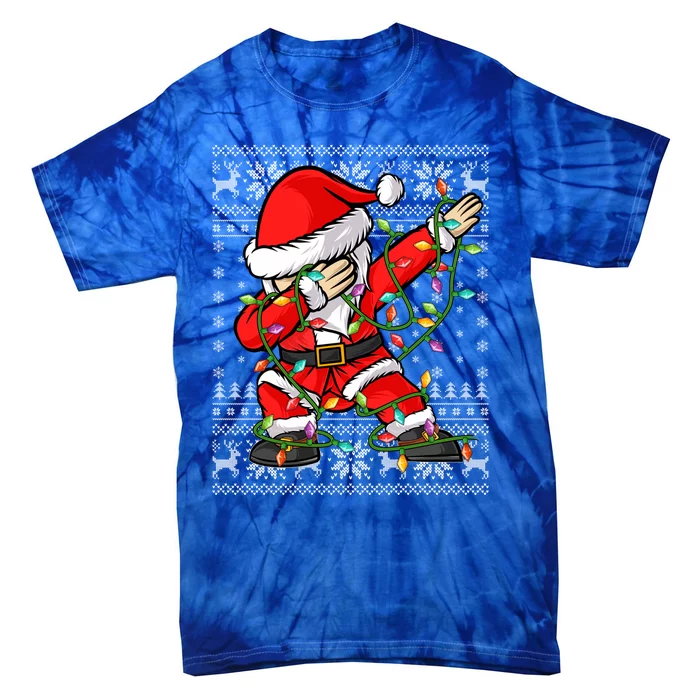 Dab Lover Xmas Lighting Ugly Santa Dabbing Christmas Gift Tie-Dye T-Shirt