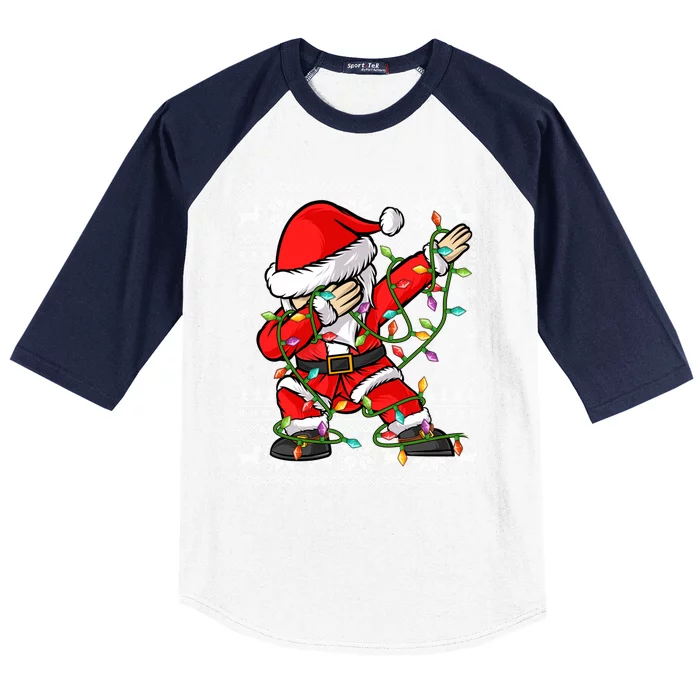 Dab Lover Xmas Lighting Ugly Santa Dabbing Christmas Gift Baseball Sleeve Shirt