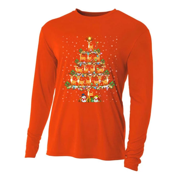 Deer Lover Xmas Lighting Santa Deer Christmas Tree Great Gift Cooling Performance Long Sleeve Crew