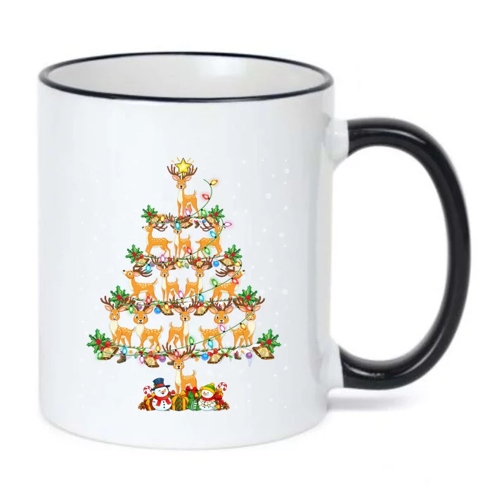 Deer Lover Xmas Lighting Santa Deer Christmas Tree Great Gift Black Color Changing Mug