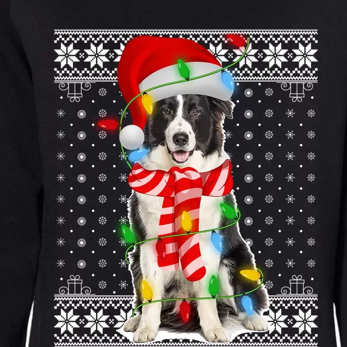 Dog Lights Xmas Ugly Santa Australian Shepherd Dog Christmas Gift Womens California Wash Sweatshirt