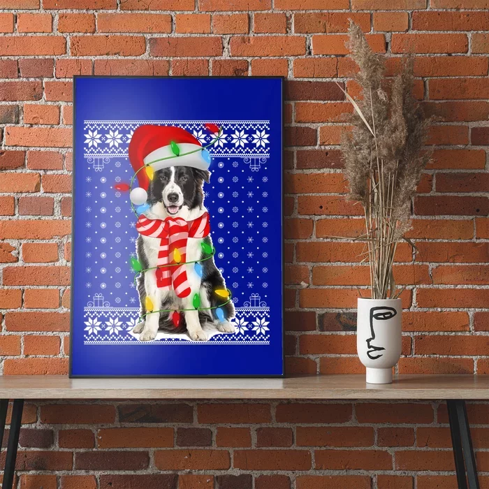 Dog Lights Xmas Ugly Santa Australian Shepherd Dog Christmas Gift Poster